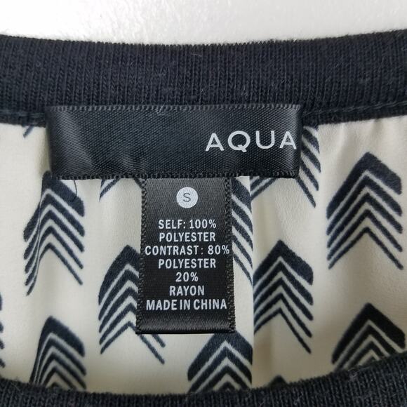 Aqua Womens Black & White Chevron Print W/ Contrast Hem Dolman Top Small - Picture 3 of 9